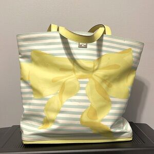 KATE SPADE Sonora Poplar Court Yellow Bow Large Beach Tote Shoulder Bag
